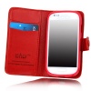 E-LV Deluxe High Quality PU Leather Wallet Flip Case Cover for Samsung Galaxy S3 MINI i8190 (NOT FOR SAMSUNG S3) (Red, Samsung S3 Mini)