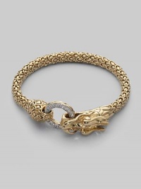 From the Naga Collection. A dragon inspired 18K gold creation with diamond pavé ring.Diamond, 0.48 tcw 18K gold Widest point, about 1¼ Bracelet width, about ¼ Hinge clasp closure Made in Bali