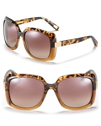 These chic, square oversized sunglasses show off havana fade frames and signature logo detail at temples.