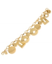 Stylish shapes take center stage in this bracelet from Robert Lee Morris. Crafted from gold-tone mixed metal, the bracelet gives a geometry lesson you're sure to enjoy. Approximate length: 7-1/2 inches.