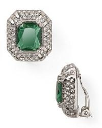 Richly hued stones framed with plated silver compose a pair of clip on earrings with heirloom elegance. From Carolee.