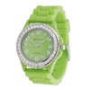 Geneva Platinum CZ Accented Silicone Link Watch, Large Face