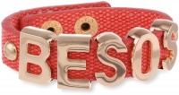 BCBGeneration Red Canvas and Rose Gold Besos Affirmation Bracelet