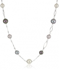 Majorica 10 and 12mm Round Multi Pearls on 18K Gold Vermeil Links Necklace