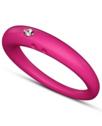 Stackable style with a hint of sparkle! DUEPUNTI's unique ring is crafted from fuchsia-hued silicone with a round-cut diamond accent. Set in silver. Ring Size Small (4-6), Medium (6-1/2-8) and Large (8-1/2-10)