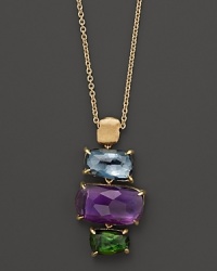 Topaz and amethyst form a dazzling pendant on this 18K yellow gold necklace from Marco Bicego.