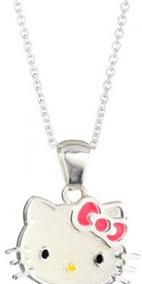 Hello Kitty Girl's Sterling Silver Pink Bow Pendant Necklace and Chain