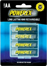 Powerex AA 2700mAh NiMH Rechargeable Batteries with holder- 4 Batteries Per Pack