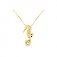 Meira T 14K Yellow Gold & Diamonds Seahorse Charm Necklace