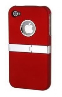 MetaiCase Deluxe Red AT&T Verizon Iphone 4 4S 4G Case Cover with Kickstand