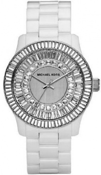 Michael Kors Baguette Crystal White Ceramic Ladies Watch MK5361