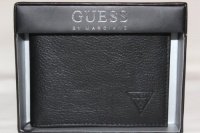 GUESS BY MARCIANO MENS BIFOLD PASSCASE WALLET BLACK GENUINE LEATHER