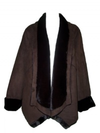 Michael Kors Faux Fur Drape Shearling Warm Coat Chocolate Brown Size Large