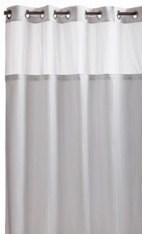 Hookless Herringbone Built-in Fabric Liner Fabric Shower Curtain, White