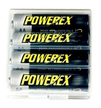 Powerex AA 2700mAh Rechargeable NiMH Batteries with holder- 4 Batteries Per Pack