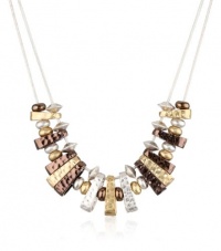 NINE WEST VINTAGE AMERICA Taking Shape Tri-Tone Frontal Necklace, 18