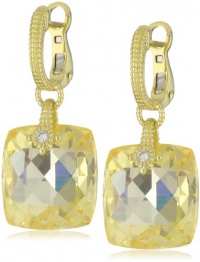 Judith Ripka La Petite Cushion Stone On Wire Canary Earrings