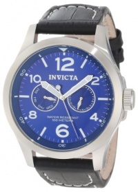 Invicta Men's 10490 Specialty Military SS Blue Dial Black Leather Watch