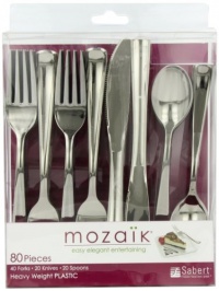 Mozaik Combo Cutlery Set, Silver (40 Forks, 20 Knives, 20 Spoons), 80-Count Cutlery