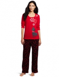 Hue Sleepwear Women's Pajama with  Micro Fleece Bottoms