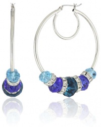 Nine West Classics Silver-Tone Blue Multi-Large Hoop Earrings