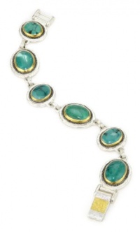 GURHAN Gaunlet Dark and White Silver with Gold Turquoise-Color Bracelet