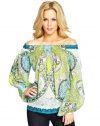 GUESS by Marciano Paula Paisley Off-the-Shoulder Top, MULTICOLORED (SMALL)