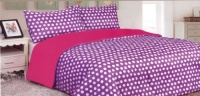 3 Pieces Lilac Purple White Polka Dot Reversible Comforter Set Fit Twin or Full Bed