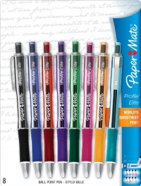 Paper Mate Profile Elite Bold Point Retractable Ballpoint Pens, 8 Colored Ink Pens (1776385)