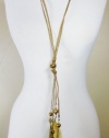 Style&co. Necklace, 30 Gold-Tone Chain and Suede Strap with Gold Beads and Feather Charms Y-Necklace