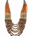 Style&co. Necklace, 20 Gold-Tone Brown Bead Multi Row Tribal Necklace