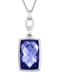 Become the center of attention with the Nirvana pendant from Swarovski. Crafted from rhodium-plated mixed metal, a Tanzanite crystal illuminates with a sense of tranquility and elegance. Approximate length: 15 inches. Approximate drop: 1 inch.