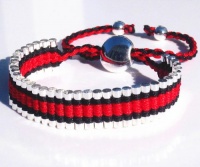 Beautiful gift, Friendship Link Bracelet. Silver Plated Woven in Red and black Macrame. Birthday/Halloween Gift for girls/women/men.gift for her, for women, for men