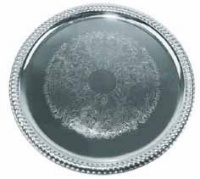 Winco Chrome Plated Round Serving Tray, 14 inch -- 1 each.