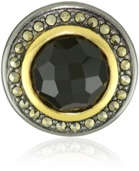 Judith Jack Midnight Sterling Silver-Gold Plate Onyx Button Earrings