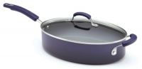 Rachael Ray Porcelain Enamel II Nonstick 5-Quart Covered Oval Saute, Purple Gradient