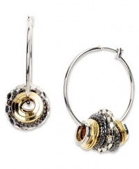 Nine West Earrings, Tri Tone Disc Hoop Earrings