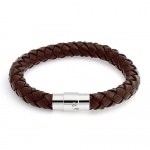 Bling Jewelry Brown Unisex Braided Round 8mm Leather Cord Bracelet 8 Inch