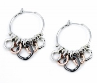 Nine West Earrings, Tri-Tone Shaky Hoop Earrings