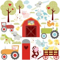 RoomMates RMK1604SCS Happi Barnyard Peel and Stick Wall Decals