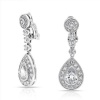 Bling Jewelry Large Dangle Teardrop CZ Bridal Chandelier Clip On Earrings