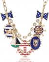 Betsey Johnson Necklace, 16 Antique Gold-Tone Anchor Multi-Charm Frontal Necklace