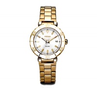 Fossil Women's AM4308 Gold-Tone Stainless Steel Bracelet White Analog Dial Watch