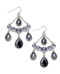 Alluring glass stones in dark shades bring an air of mystery to these drop earrings from Alfani. Crafted in hematite tone mixed metal. Approximate drop: 2-1/2 inches.