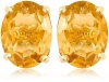 Gold Plated Sterling Silver 8x6mm Oval Citrine Earrings