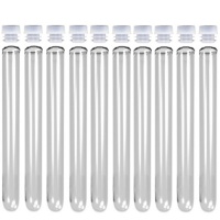 10 Pack - 6-inch, 16x150mm Clear Plastic Test Tubes with Caps