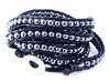 Noir Hematite Gemstone Bead Wrap Bracelet on Genuine Leather, Stunning Extra Long 5x Wrap in Gift Box