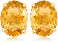 Gold Plated Sterling Silver 8x6mm Oval Citrine Earrings