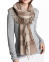 Burberry Happy Tonal Check Wool Cashmere Scarf, Smoked Trench Check