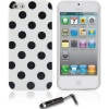 iPhone 5 Polka Dot Flex Gel Case (White / Black) + Universal Touch Screen Stylus Pen